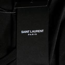 Saint Laurent Black Cotton Front Pocket Crew Neck Short Sleeve Top M