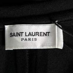 Saint Laurent Black Cotton Front Pocket Crew Neck Short Sleeve Top M