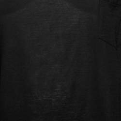 Saint Laurent Black Cotton Front Pocket Crew Neck Short Sleeve Top M
