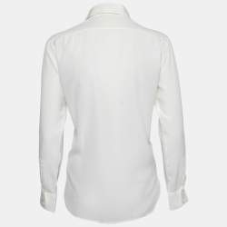 مملوكة مسبقًا Saint Laurent Pearl White Crepe de Chine Silk Shirt L
