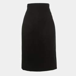Saint Laurent Paris Black Velvet Pencil Skirt L