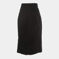 Saint Laurent Paris Black Velvet Pencil Skirt L