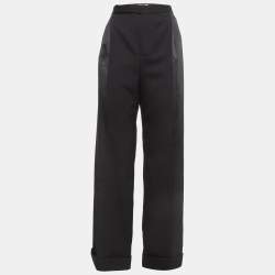 Pre Owned Saint Laurent Black Wool Wide Leg Trousers XL