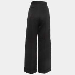 Pre Owned Saint Laurent Black Wool Wide Leg Trousers XL