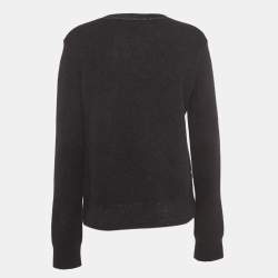 Saint Laurent Black/Metallic Femme Fatale Wool Blend Sweater L