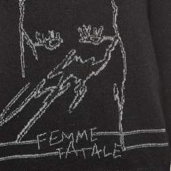 Saint Laurent Black/Metallic Femme Fatale Wool Blend Sweater L
