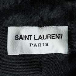 Saint Laurent Paris Black Wool Gabardine Single Breasted Jacket L