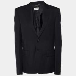 Saint Laurent Paris Black Wool Gabardine Single Breasted Jacket L