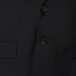 Saint Laurent Paris Black Wool Gabardine Single Breasted Jacket L