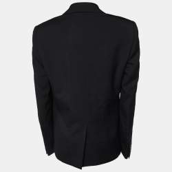 Saint Laurent Paris Black Wool Gabardine Single Breasted Jacket L