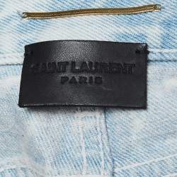 Saint Laurent Paris Blue In Marble Pink Denim Low Waist Jeans M Waist 27''