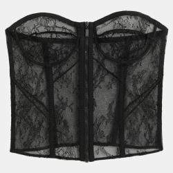 Pre Owned Saint Laurent Paris Black Lace Strapless Corset L (FR 40) 