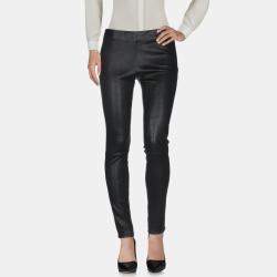 Pre Owned Saint Laurent Black Lambskin Leather Leggings Size 38