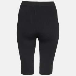 Saint Laurent Black Ribbed Stretch-Knit Shorts S