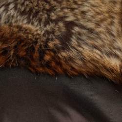 Pre Owned Saint Laurent Paris Brown Faux Fur Trim Satin Padded Bomber Jacket S