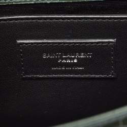 Saint Laurent Green Croc Embossed Leather New Small Kate Wallet on Chain