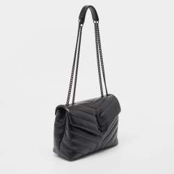 Pre Owned Saint Laurent Black Leather Small Loulou Shoulder Bag