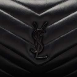 Pre Owned Saint Laurent Black Leather Small Loulou Shoulder Bag