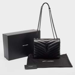 Pre Owned Saint Laurent Black Leather Small Loulou Shoulder Bag