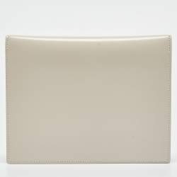 Pre Owned Saint Laurent Off White Leather Small Pouch