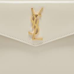 Pre Owned Saint Laurent Off White Leather Small Pouch