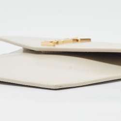 Pre Owned Saint Laurent Off White Leather Small Pouch