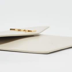 Pre Owned Saint Laurent Off White Leather Small Pouch