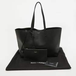 Pre Owned Saint Laurent Black Leather Large East/West Shopper Tote