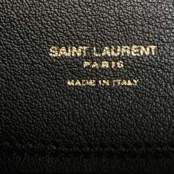 Pre Owned Saint Laurent Black Leather Large East/West Shopper Tote