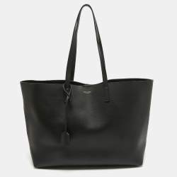 Pre Owned Saint Laurent Black Leather Large East/West Shopper Tote
