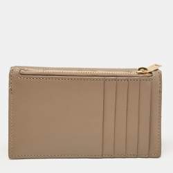 Saint Laurent Beige Matelassé Leather Cassandre Zip Card Case