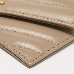 Saint Laurent Beige Matelassé Leather Cassandre Zip Card Case