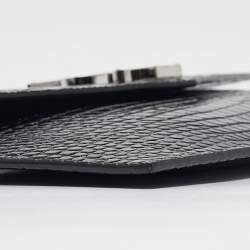 Pre Owned Saint Laurent Black Croc Embossed Leather Uptown Clutch