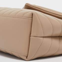 Pre Owned Saint Laurent Beige Matelassé Leather Small Loulou Shoulder Bag