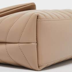 Pre Owned Saint Laurent Beige Matelassé Leather Small Loulou Shoulder Bag