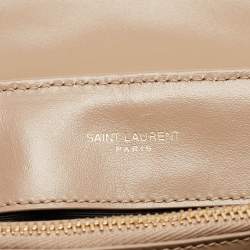 Pre Owned Saint Laurent Beige Matelassé Leather Small Loulou Shoulder Bag