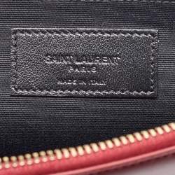 Saint Laurent Red Leather Zip Pouch Clutch