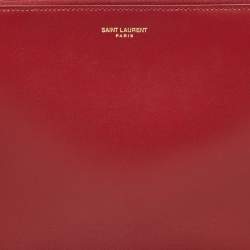 Saint Laurent Red Leather Zip Pouch Clutch