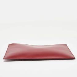 Saint Laurent Red Leather Zip Pouch Clutch