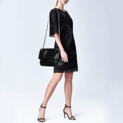Saint Laurent Black Crinkled Leather Medium Niki Shoulder Bag