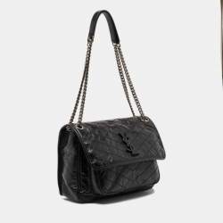 Saint Laurent Black Crinkled Leather Medium Niki Shoulder Bag