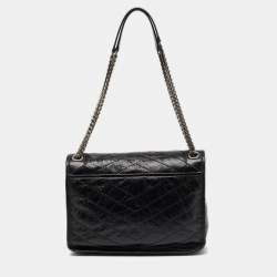Saint Laurent Black Crinkled Leather Medium Niki Shoulder Bag