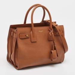 Saint Laurent Brown Leather Baby Classic Sac De Jour Tote