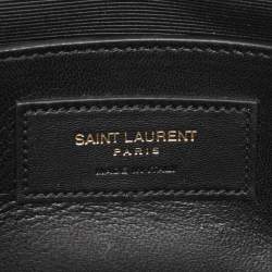 Pre Owned Saint Laurent Gold Lizard Embossed Leather Monogram Kate Tassel Clutch