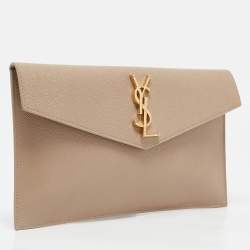 Saint Laurent Beige Leather Uptown Pouch