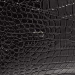 Saint Laurent Black Croc Embossed Leather Uptown Envelope Clutch