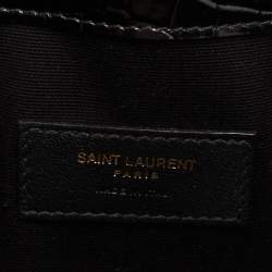 Saint Laurent Black Croc Embossed Leather Uptown Envelope Clutch