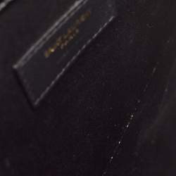 Saint Laurent Black Croc Embossed Leather Uptown Envelope Clutch