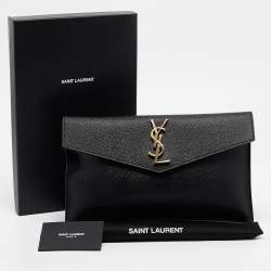 Pre Owned Saint Laurent Black Leather Uptown Pouch