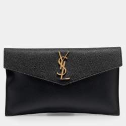 Pre Owned Saint Laurent Black Leather Uptown Pouch